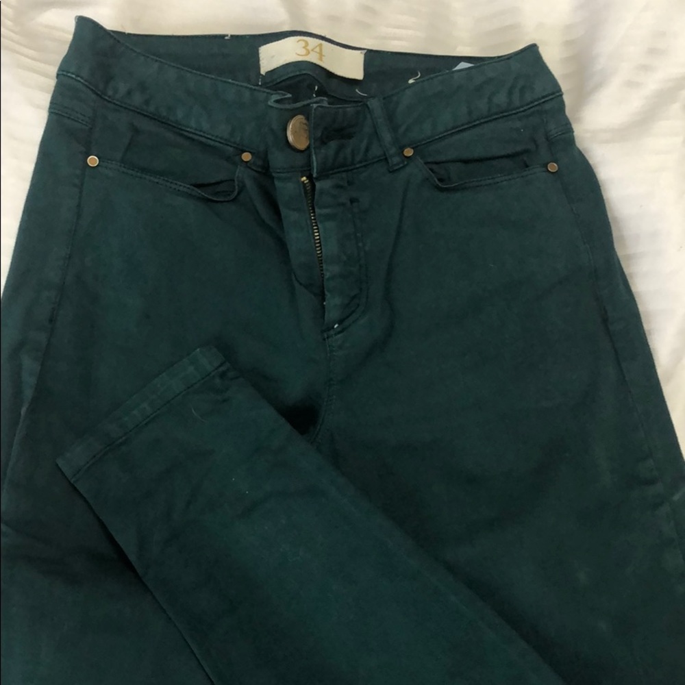 Zara Hunter green skinny jeans